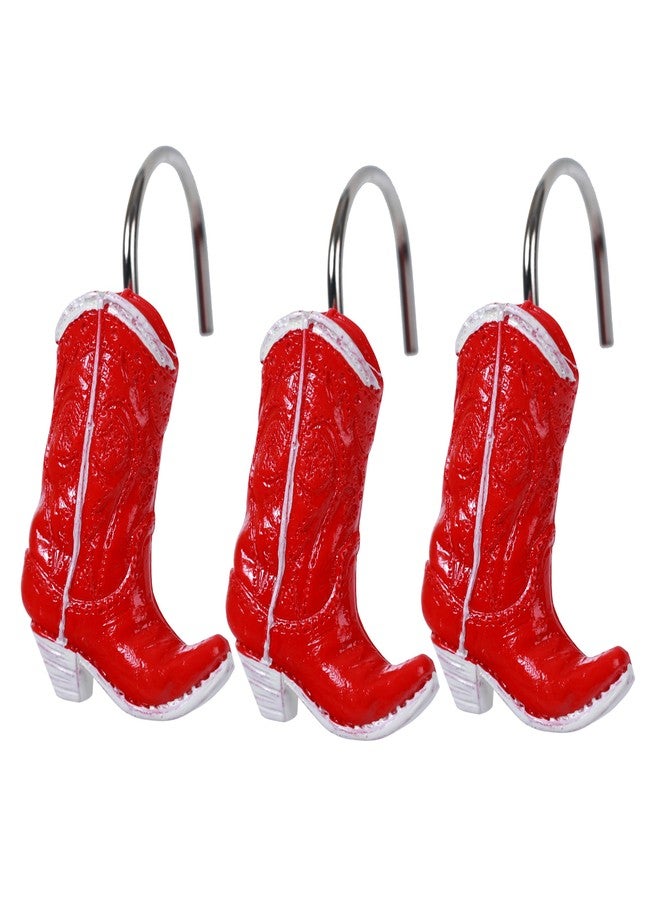Twofishes Xmas Glod Boots Shower Curtain Hooks Set of 12 Decorative Rust Proof Christmas Red Boots Shower Curtain Rings Pack of 12 (Red Boots) - Image 5